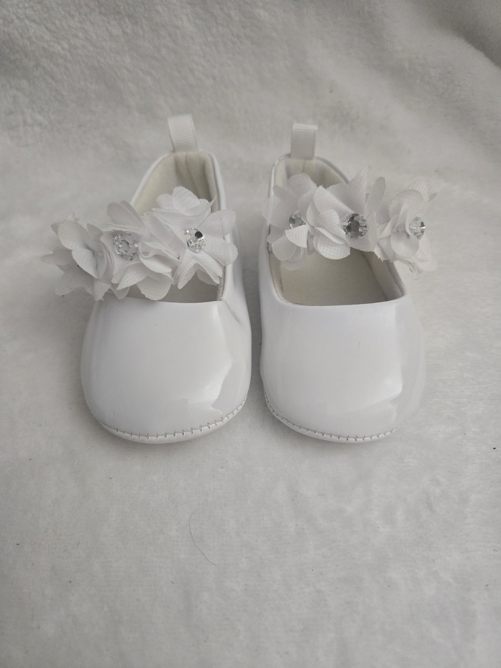 Stepping Stones Baby Girl  White Floral Toddler Mary Jane Shoes Size 2